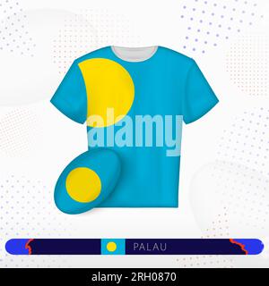 Maillot de rugby Palau avec ballon de rugby de Palau sur fond sportif abstrait. Motif jersey. Illustration de Vecteur