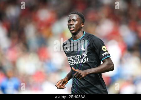 Peterborough le samedi 12 août 2023. Panutche Camara de Charlton Athletic lors du match de Sky Bet League 1 entre Peterborough et Charlton Athletic à London Road, Peterborough, le samedi 12 août 2023. (Photo : Tom West | MI News) crédit : MI News & Sport / Alamy Live News Banque D'Images