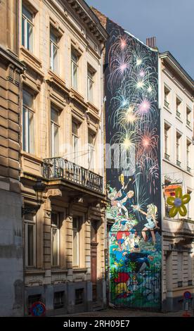 Bruxelles, Blegium - 08 09 2023 : Street art dans les rues de Bruxelles Banque D'Images