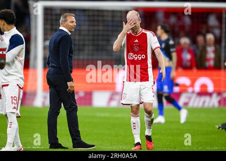 AMSTERDAM - (lr) l'entraîneur de l'Ajax Maurice Steijn, Davy Klaassen de l'Ajax lors du match de championnat néerlandais entre l'Ajax Amsterdam et Heracles Almelo à la Johan Cruijff Arena le 12 août 2023 à Amsterdam, pays-Bas. ANP OLAF KRAAK Banque D'Images