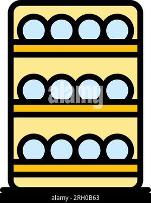 Vecteur de contour d'icône d'armoire à vin. Étagère en bois. Barre de bois couleur plat Illustration de Vecteur