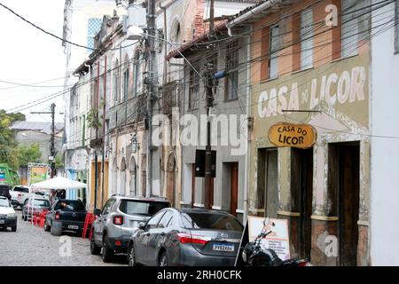 cachoeira, bahia, brésil - 4 novembre 2023 : vue d'architecture de vieilles demeures dans la ville de Cachoeira, dans le réconcilavo de Bahia. Banque D'Images