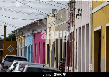 cachoeira, bahia, brésil - 4 novembre 2023 : vue d'architecture de vieilles demeures dans la ville de Cachoeira, dans le réconcilavo de Bahia. Banque D'Images