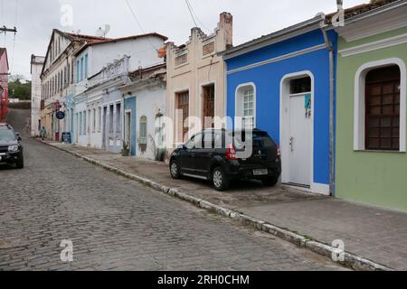 cachoeira, bahia, brésil - 4 novembre 2023 : vue d'architecture de vieilles demeures dans la ville de Cachoeira, dans le réconcilavo de Bahia. Banque D'Images