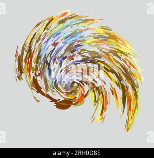 Forme tourbillonnaire multicolore sur gris pour imprimés ou textiles. Motifs d'automne - fond flou vortex pour les solutions intérieures, les tendances de la mode, les tissus Banque D'Images