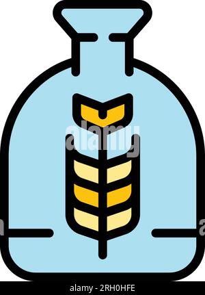Vecteur de contour d'icône de sac de farine. Sac à céréales. Couleur alimentaire de blé plat Illustration de Vecteur