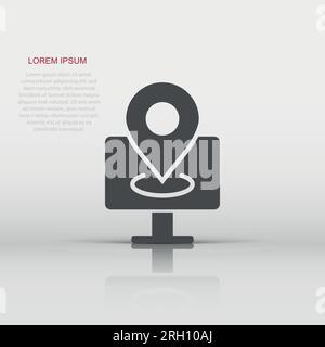 Icône de navigation informatique à plat. Illustration du vecteur gps de la broche du moniteur sur fond blanc isolé. Situation en ville concept d'affaires. Illustration de Vecteur