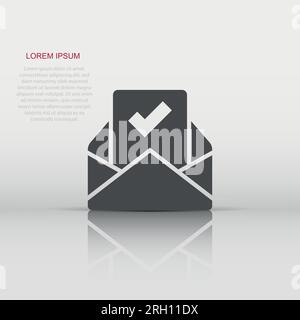 Enveloppe avec l'icône document confirmé dans le style. Vérifier vector illustration sur fond blanc isolé. Recevoir concept d'entreprise. Illustration de Vecteur