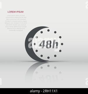 icône de l'horloge 48 heures dans un style plat. Illustration vectorielle de compte à rebours de minuterie sur fond isolé. Concept commercial de signe de mesure de temps. Illustration de Vecteur