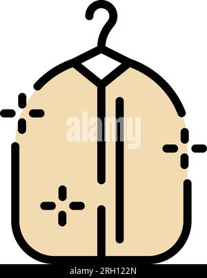 Vecteur de contour d'icône de veste de cintre propre. Nappe. Maison de repassage couleur plat Illustration de Vecteur