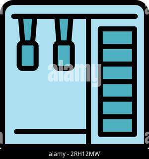 Vecteur de contour d'icône d'équipement de coin de gym. Sport d'entraînement. Cardio poids couleur plat Illustration de Vecteur