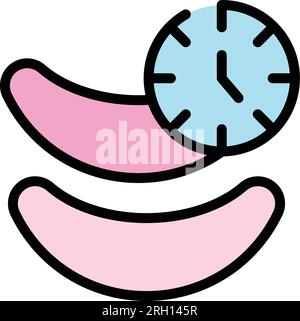 Vecteur de contour de l'icône de temps des taches oculaires. Masque beauté. Couleur cosmétique de la peau plate Illustration de Vecteur