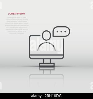Icône de séminaire en ligne en direct et plate.Illustration vectorielle d'entraînement en ligne sur un arrière-plan isolé.Concept d'entreprise de signature de flux de conférence. Illustration de Vecteur