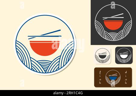 LOGO icône ramen café ensemble de vecteurs isolé Illustration de Vecteur