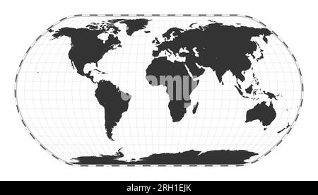 Carte du monde vectorielle. Projection naturelle de la Terre. Carte géographique du monde simple avec les lignes de latitude et de longitude. Centré sur 0° de longitude. Illustration de Vecteur