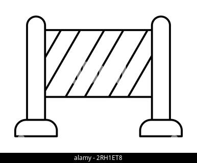 Vecteur noir et blanc passage de chantier de construction panneau interdisant. Barrière à lignes striées. Icône de zone de travaux routiers ou coloriage. Panneau stop isolé sur W Illustration de Vecteur