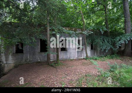 Bâtiment en béton de plain-pied, appelé Kasyno, sur le terrain partie du complexe Osowka du projet Riese à Gluszyca, Pologne. En 1943, l'Allemagne nazie a commencé Banque D'Images