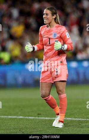 Sydney, Australie. 12 août 2023. Mary Earps (Angleterre) réagit après le match de quart de finale de la coupe du monde féminine de la FIFA, Australie et Nouvelle-Zélande 2023 entre l'Angleterre et la Colombie au Stadium Australia le 12 août 2023 à Sydney, Australie Credit : IOIO IMAGES/Alamy Live News Banque D'Images
