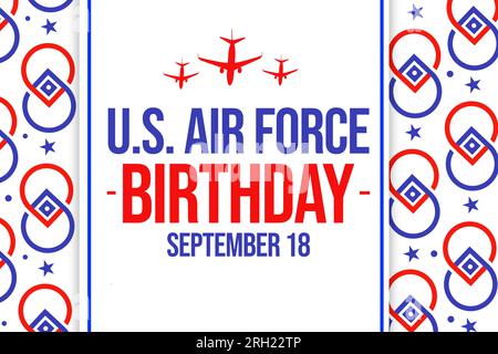 Conception de papier peint patriotique de l'anniversaire de l'armée de l'air américaine avec des avions, la typographie et les formes. Le 18 septembre est célébré comme l'anniversaire de l'armée de l'air américaine Banque D'Images