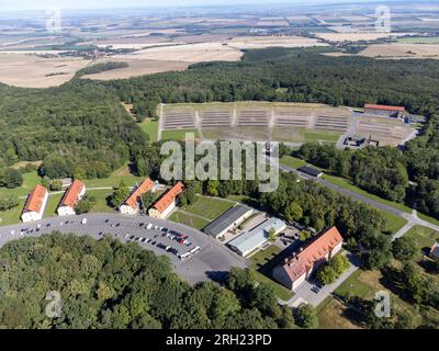 Enregistrement par drone de l'ancien camp de concentration de Buchenwald près de Weimar Banque D'Images