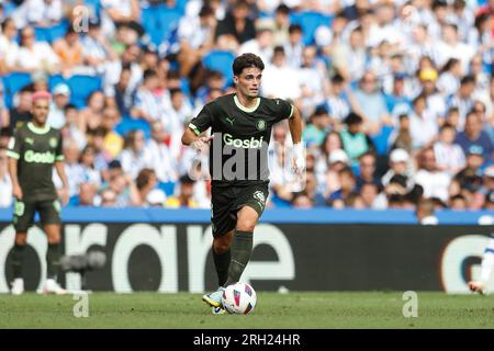 San Sebastian, Espagne. 12 août 2023. Miguel Gutierrez (Girona) football/football : Espagnol 'LaLiga EA Sportss' Match entre Real Sociedad 1-1 Girona FC au Reale Arena de San Sebastian, Espagne . Crédit : Mutsu Kawamori/AFLO/Alamy Live News Banque D'Images