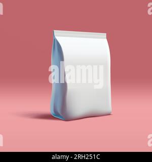 Paquet réaliste de sac de maquette de rendu 3d pour laver le nettoyant ou la nourriture pour animaux de compagnie, paquet mou blanc, style de bande dessinée isolé Illustration de Vecteur