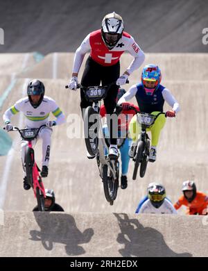 Le Suisse Filib Steiner remporte la finale masculine des moins de 23 ans lors de la onzième journée des Championnats du monde de cyclisme UCI 2023 au Glasgow BMX Centre, Glasgow. Date de la photo : dimanche 13 août 2023. Banque D'Images