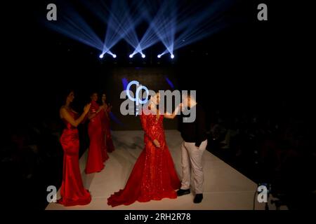 Valence, Carabobo, Venezuela. 12 août 2023. 12 août 2023. Présentation presse du concours de beauté Mme Universo Veneuela. Fabriqué dans les installations de l'hôtel Hesperia à Valence. Photo : Juan Carlos Hernandez (image de crédit : © Juan Carlos Hernandez/ZUMA Press Wire) USAGE ÉDITORIAL SEULEMENT! Non destiné à UN USAGE commercial ! Banque D'Images