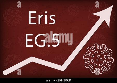 OMICRON sous-variante EG.5 (XBB.1,9.2,5) également connue sous le nom de Eris. La flèche montre une augmentation spectaculaire de la maladie. Banque D'Images