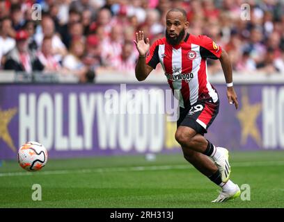 Bryan Mbeumo de Brentford en action lors du match de Premier League au Gtech Community Stadium de Londres. Date de la photo : dimanche 13 août 2023. Banque D'Images