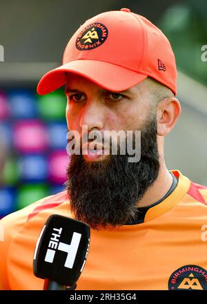 Birmingham, Royaume-Uni. 13 août 2023 - Edgbaston Cricket Ground, Birmingham. Événement : The 100 Double Header (hommes et femmes) : Birmingham Phoenix v Oval Invincibles. Légende : Mooen Ali - (Birmingham Phoenix) photo : Mark Dunn/Alamy Live News (Sports) Banque D'Images