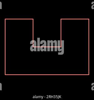 Fosse au néon avec trou carré creusé fossette de couleur rouge illustration vectorielle image de style plat lumière Illustration de Vecteur