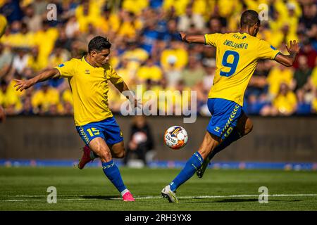 Broendby, Danemark. 13 août 2023. Blas Riveros (15) de Broendby IF vu lors du 3F Superliga match entre Broendby IF et Lyngby BK au Broendby Stadion à Broendby. (Crédit photo : Gonzales photo/Alamy Live News Banque D'Images