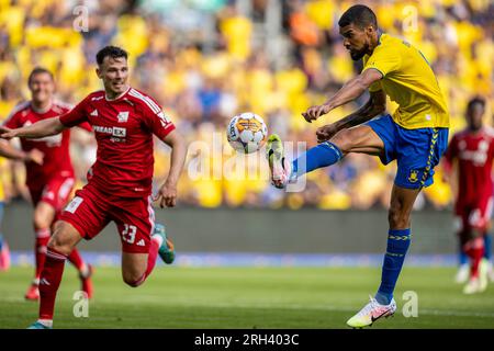 Broendby, Danemark. 13 août 2023. OHI Omoijuanfo (9) de Broendby IF vu lors du 3F Superliga match entre Broendby IF et Lyngby BK au Broendby Stadion à Broendby. (Crédit photo : Gonzales photo/Alamy Live News Banque D'Images