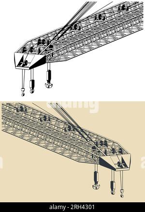 Illustration vectorielle stylisée d'un boom de grande grue gros plan Illustration de Vecteur