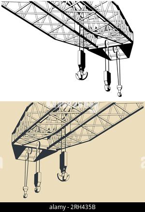 Illustration vectorielle stylisée d'un boom de grande grue gros plan Illustration de Vecteur