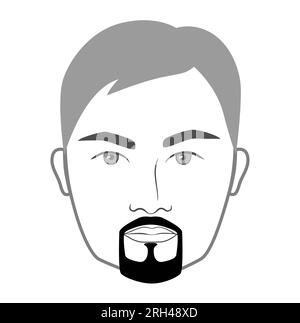 Cercle bouc style barbe hommes dans le visage illustration moustache arrondie de cheveux faciaux. Vecteur gris noir portrait masculin modèle de mode Flat barber. Contour isolé de coiffure élégant sur fond blanc. Illustration de Vecteur