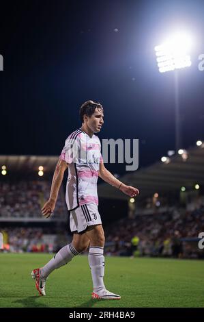 Federico Chiesa de la Juventus FC regarde pendant le match amical entre la Juventus FC et Atalanta BC. Banque D'Images