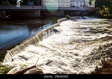 Paterson, New Jersey, États-Unis. 13 août 2023. Journée ensoleillée à Paterson Great Falls au parc national de Paterson. Crédit : Steve Mack/Alamy stock photo Banque D'Images