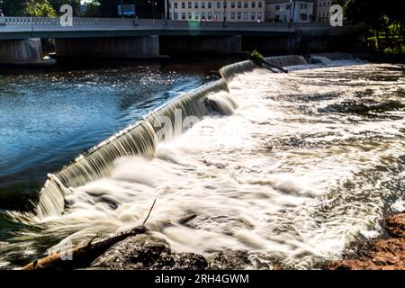 Paterson, New Jersey, États-Unis. 13 août 2023. Journée ensoleillée à Paterson Great Falls au parc national de Paterson. Crédit : Steve Mack/Alamy stock photo Banque D'Images