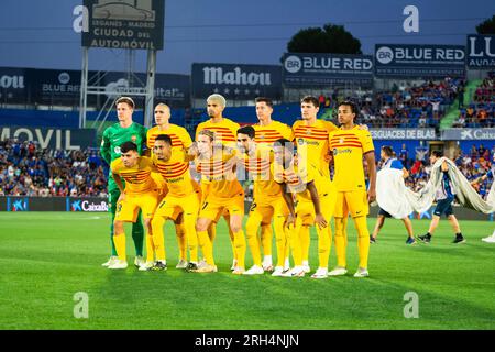 Getafe, Espagne. 13 août 2023. L'équipe de Barcelone avant le match de football LaLiga EA Sports entre Getafe et Barcelone a joué au Coliseum Alfonso Perez Stadium. (Score final ; Getafe 0:0 Barcelone) crédit : SOPA Images Limited/Alamy Live News Banque D'Images