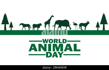 Concept de Journée mondiale des animaux avec des silhouettes d'animaux sur fond blanc illustration vectorielle Illustration de Vecteur
