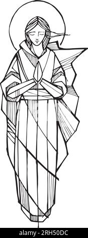 Illustration vectorielle ou dessin de Marie dessiné à la main Illustration de Vecteur