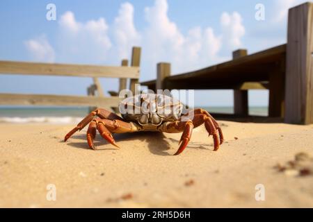 Vue détaillée captivante d'un crabe de mer, mettant en valeur sa beauté naturelle et ses textures. Banque D'Images