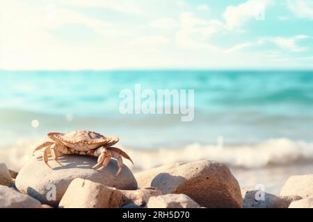 Vue détaillée captivante d'un crabe de mer, mettant en valeur sa beauté naturelle et ses textures. Banque D'Images