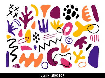 Motif sans couture de formes géométriques abstraites. Vecteur dessiné à la main diverses formes et des objets doodle. Motif abstrait contemporain de style moderne. Illustration colorée tendance. Texture d'estampage. Illustration de Vecteur