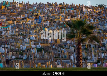 Afrique du Nord. Maroc. Rabat. Maroc. Rabat. Accumulation de tombes dans le cimetière des martyrs musulmans près de la Kasbah des Oudayas Banque D'Images