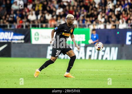 Bucarest, Roumanie. 10th, août 2023. Adamo Nagalo (39) du FC Nordsjaelland a été vu lors du match de qualification de l'UEFA Conference League entre le FCSB et le FC Nordsjaelland au Stadionul Steaua à Bucarest. (Crédit photo : Gonzales photo - Dejan Obretkovic). Banque D'Images