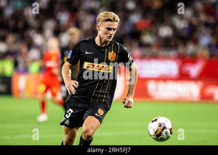 Bucarest, Roumanie. 10th, août 2023. Martin Frese (5) du FC Nordsjaelland vu lors du match de qualification de l'UEFA Conference League entre le FCSB et le FC Nordsjaelland au Stadionul Steaua à Bucarest. (Crédit photo : Gonzales photo - Dejan Obretkovic). Banque D'Images