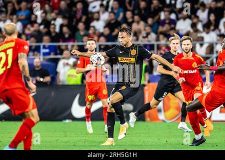 Bucarest, Roumanie. 10th, août 2023. Marcus Ingvartsen (7) du FC Nordsjaelland vu lors du match de qualification de l'UEFA Conference League entre le FCSB et le FC Nordsjaelland au Stadionul Steaua à Bucarest. (Crédit photo : Gonzales photo - Dejan Obretkovic). Banque D'Images